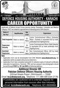 DHA Karachi Jobs Advertisement 2023